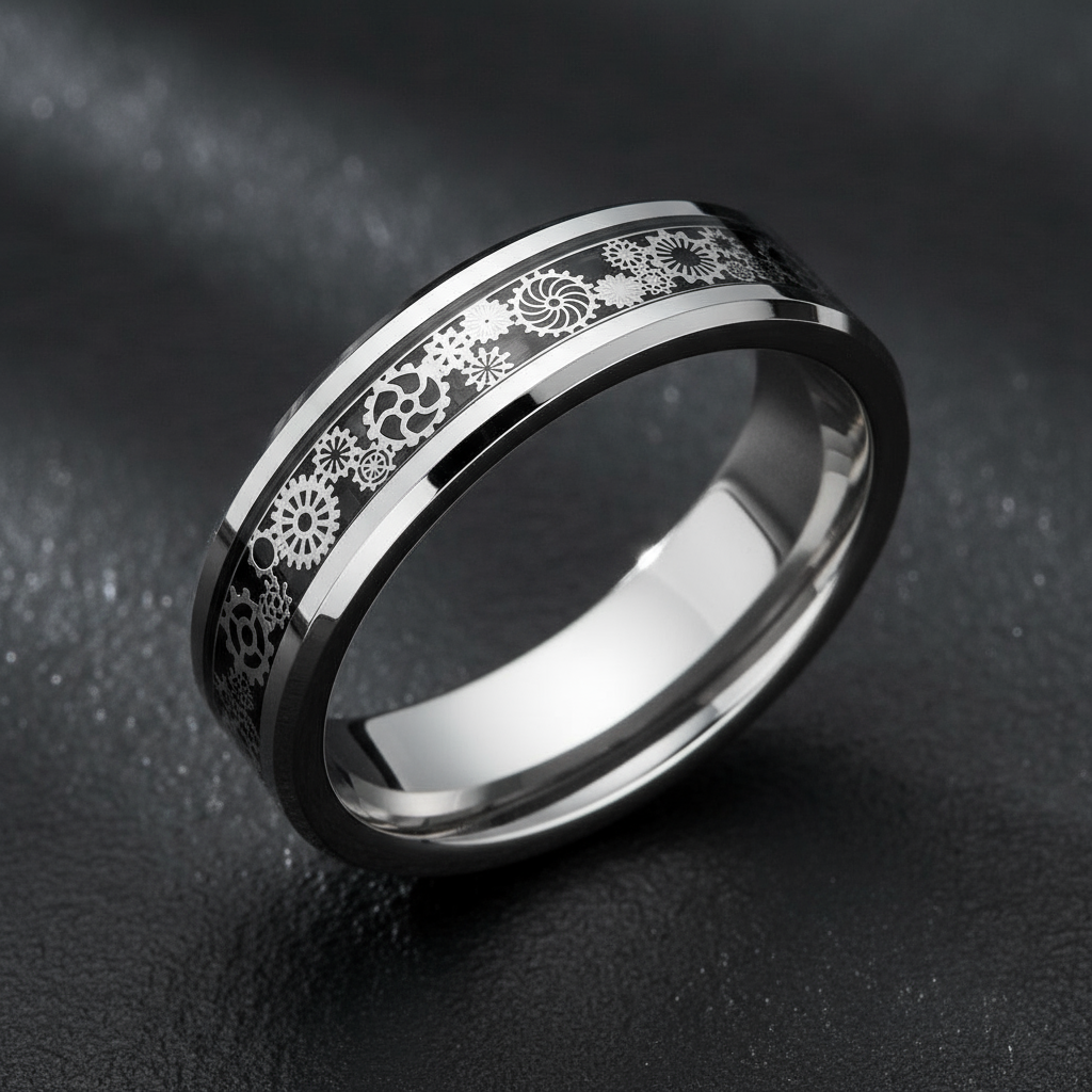 Tungsten Carbide Ring With Black Carbon Fiber