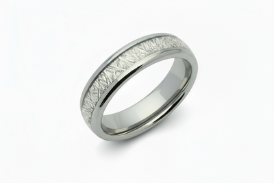 Tungsten Carbide Ring with Meteorite Paper Inlay