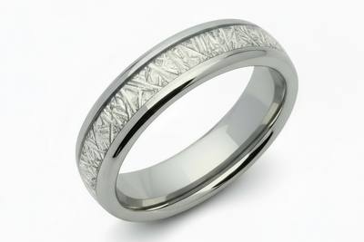 Tungsten Carbide Ring with Meteorite Paper Inlay
