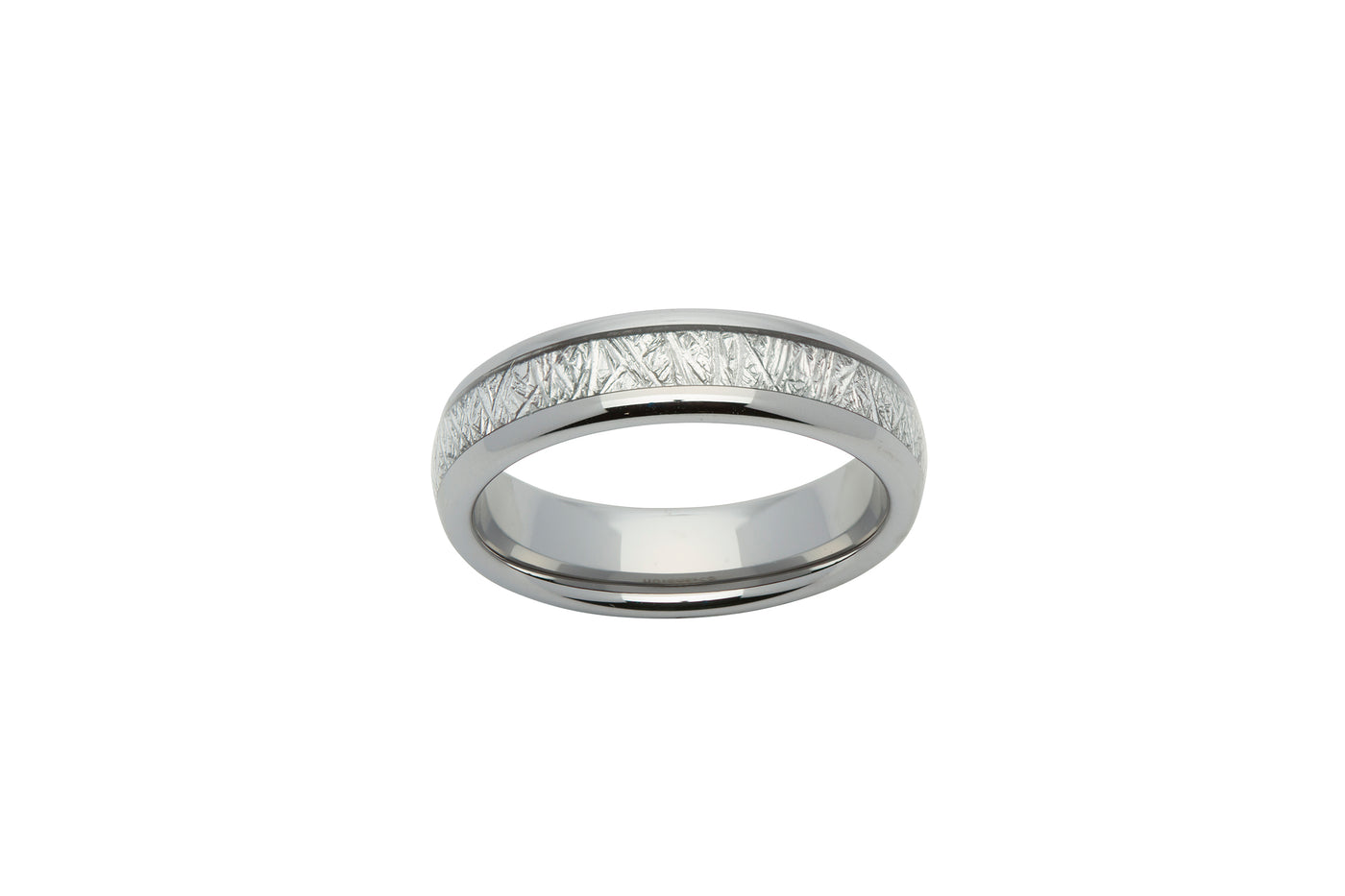Tungsten Carbide Ring with Meteorite Paper Inlay
