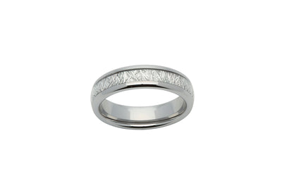 Tungsten Carbide Ring with Meteorite Paper Inlay