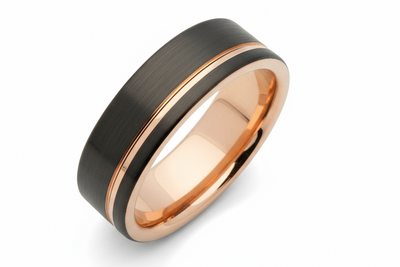 Tungsten Ring with Rose Gold Black IP