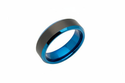 Tungsten Ring with Blue Black IP
