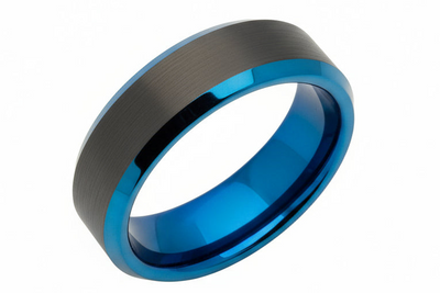 Tungsten Ring with Blue Black IP