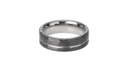 Hammered Black Tungsten Ring