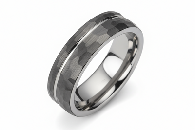 Hammered Black Tungsten Ring