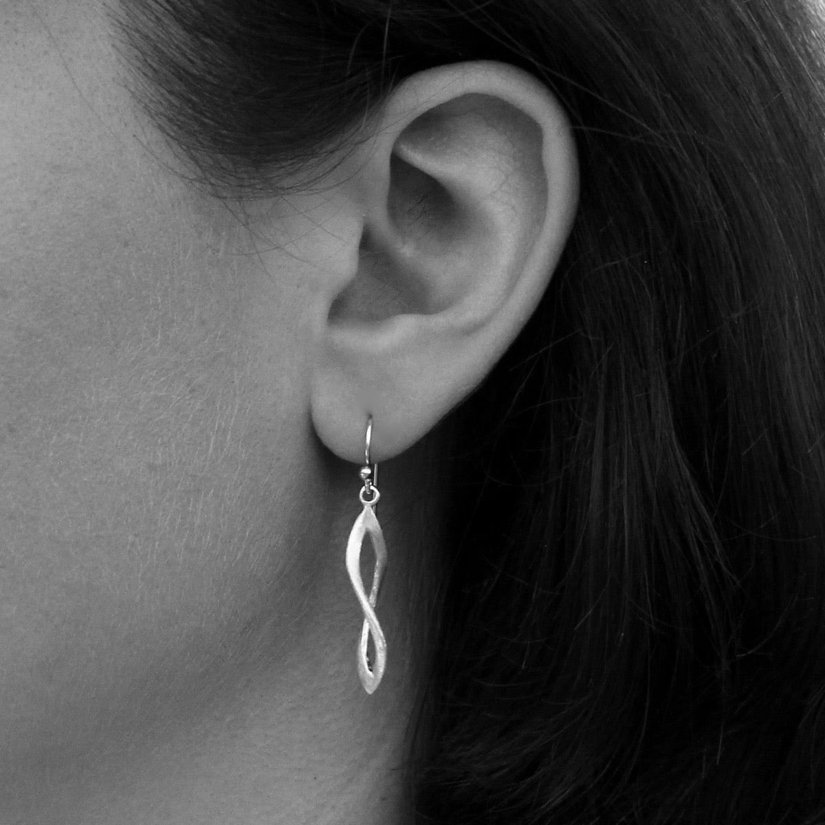 Brushed Silver Infinity Twist Earrings - Rococo Jewellery