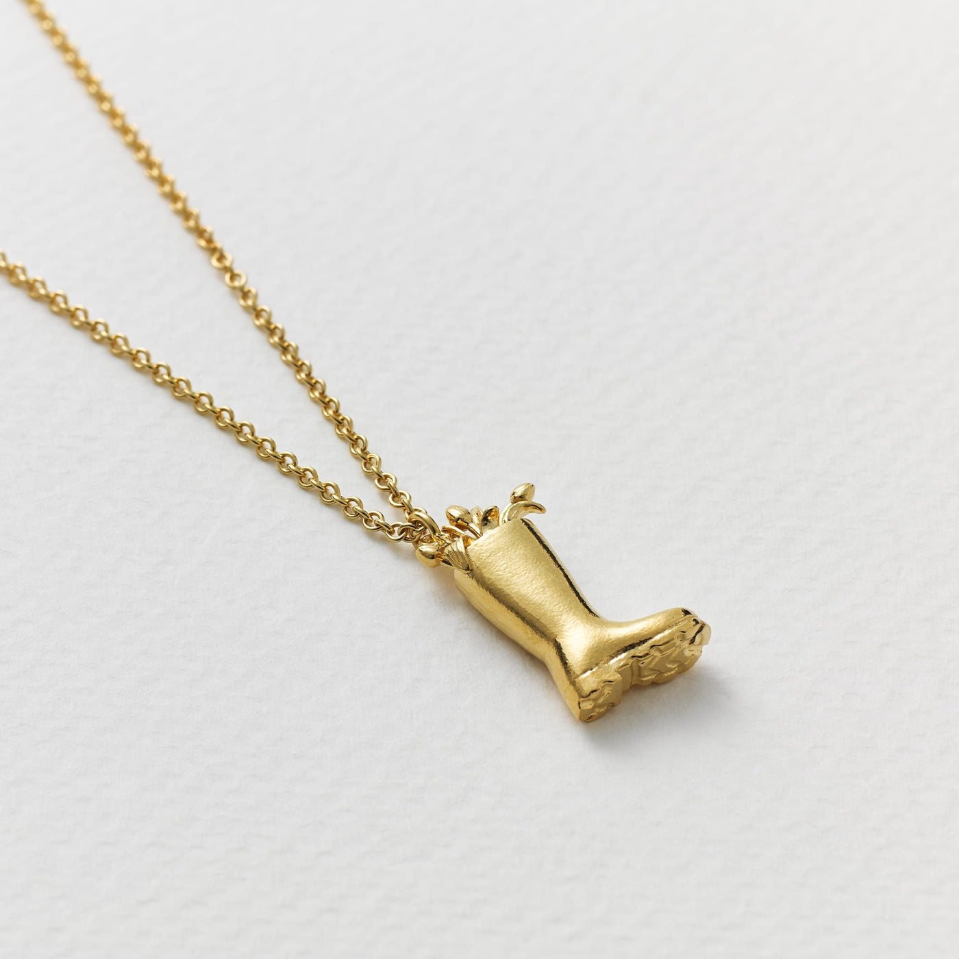 Alex Monroe Gold Tulip Filled Wellington Boot Necklace