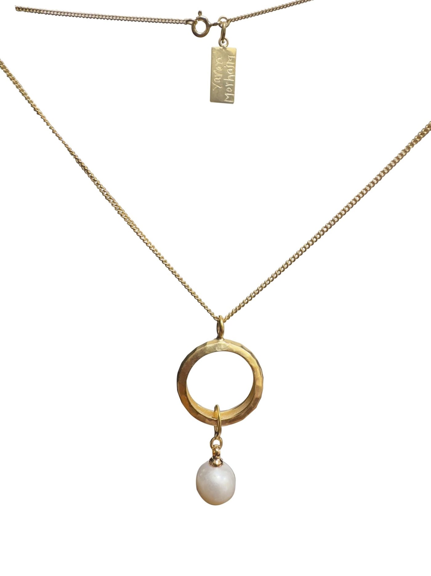 Yaron Morhaim Gold Pearl and Circle Pendant Necklace