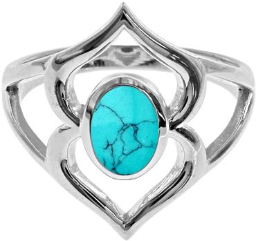 Sterling Silver Turquoise Abstract Design Ring