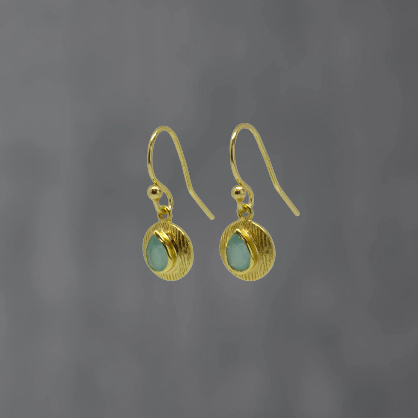 18ct Gold Vermeil Aqua Chalcedony Drop Earrings