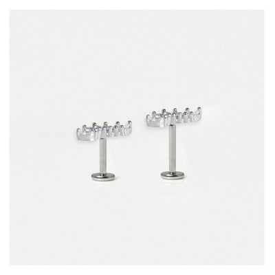 Silver Gemset Curved Labret - Rococo Jewellery