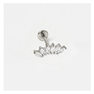 Silver Gemset Curved Labret - Rococo Jewellery