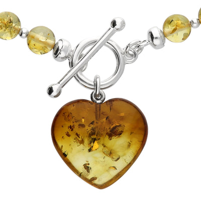 Sterling Silver Amber Charm Necklace