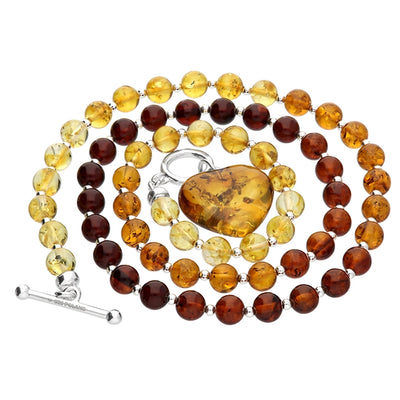 Sterling Silver Amber Charm Necklace