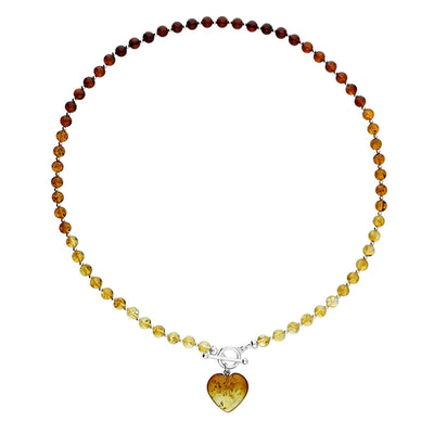 Sterling Silver Amber Charm Necklace