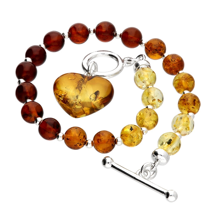 Sterling Silver Amber Charm Bracelet