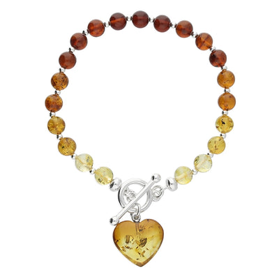 Sterling Silver Amber Charm Bracelet