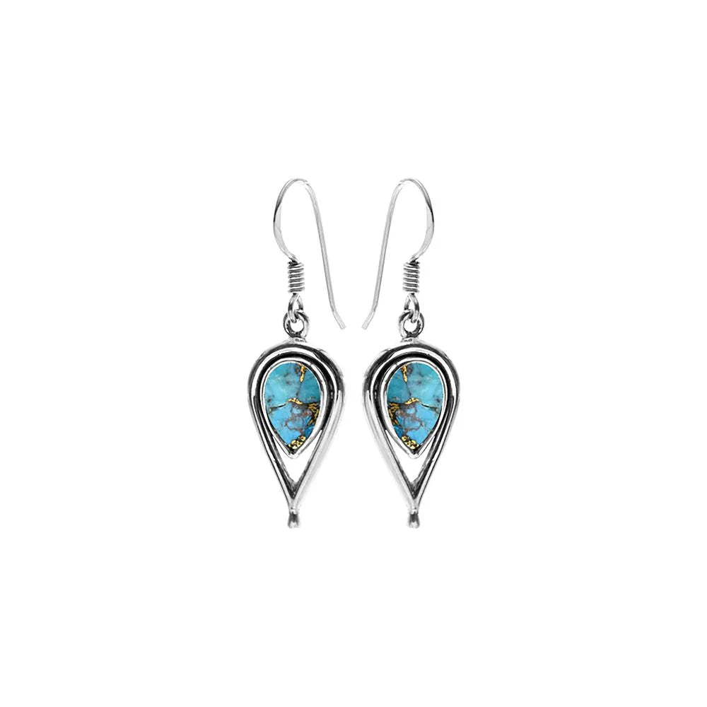 Sterling Silver Mohave Turquoise Teardrop Earrings