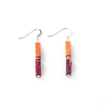 Carrie Elspeth Red/Orange Rainbow Jasper Earrings - Rococo Jewellery