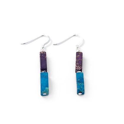 Carrie Elspeth Blue/Purple Rainbow Jasper Earrings - Rococo Jewellery