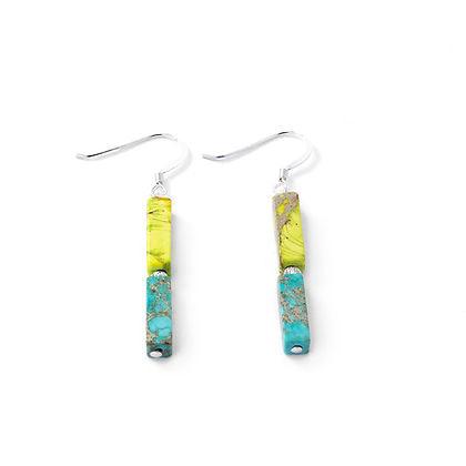 Carrie Elspeth Turquoise/Lime Rainbow Jasper Earrings - Rococo Jewellery