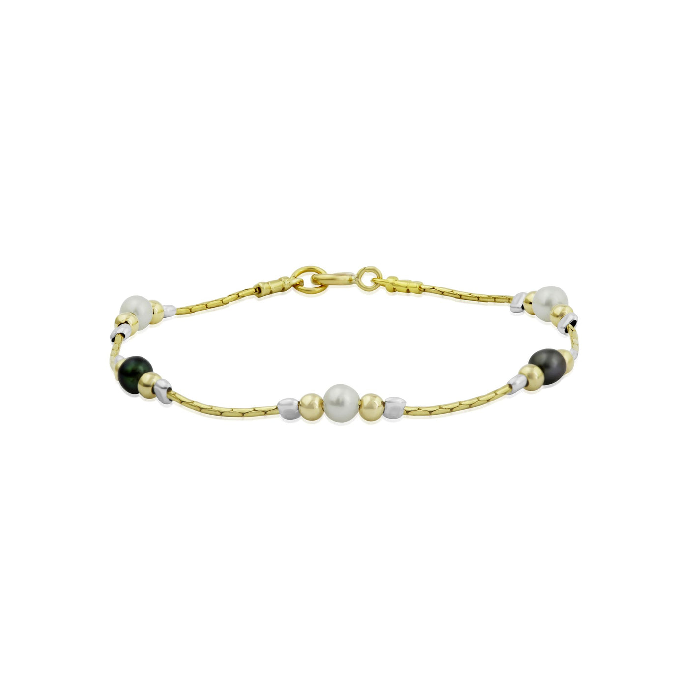 Lavan Gold and Silver Peacock Pearl Bracelet