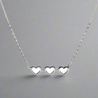 Sterling Silver Triple Open Heart Necklace