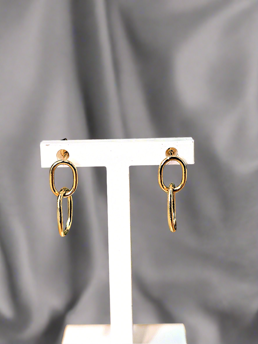 9ct Yellow Gold Oblong Drop Earrings