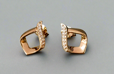 Unique & Co Gold Vermeil Cubic Zirconia Stud Earrings