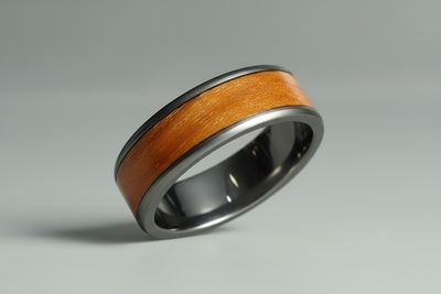 Tungsten Carbide Wood Inlay Ring