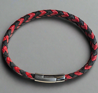Unique & Co Black/Red Wide Leather Bracelet