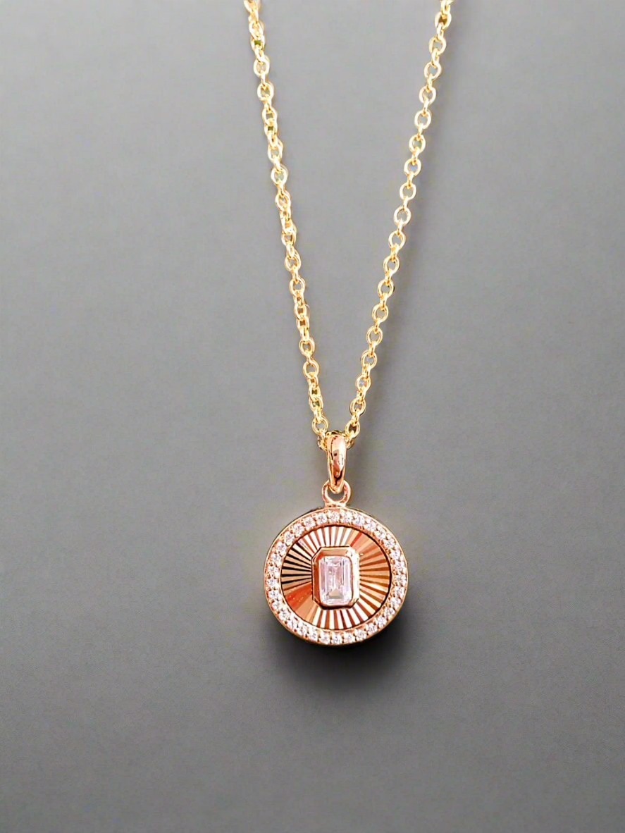 Unique & Co Gold Vermeil Cubic Zirconia Pendant Necklace