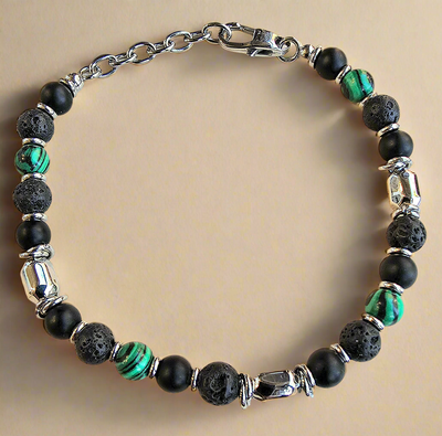 Unique & Co Stainless Steel Multi-Stone Bead Bracelet