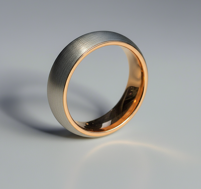 Tungsten Carbide Ring with Rose Gold IP Interior