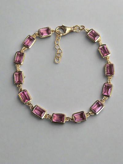18ct Gold Vermail Pink Tourmaline Bracelet
