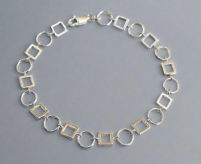 Sterling Silver Squares and Circles Bracelet