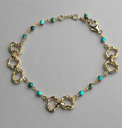 18ct Gold Vermeil Turquoise Irregular Circle Bracelet