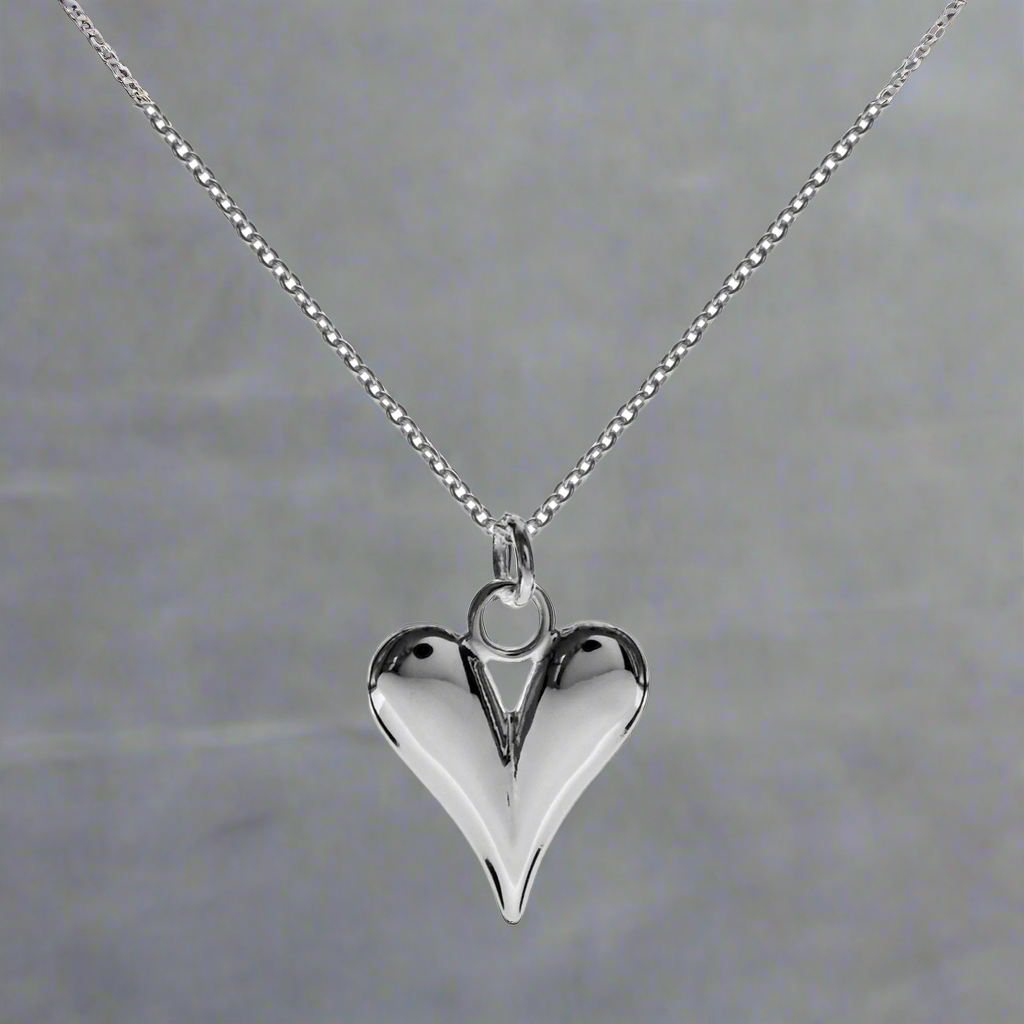 Sterling Silver Elongated Heart Necklace
