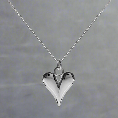 Sterling Silver Elongated Heart Necklace