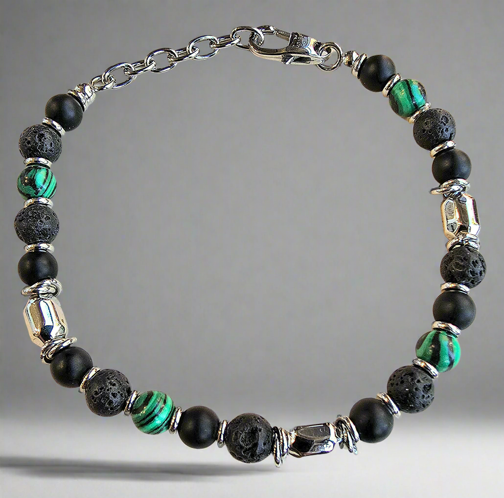 Unique & Co Stainless Steel Multi-Stone Bead Bracelet