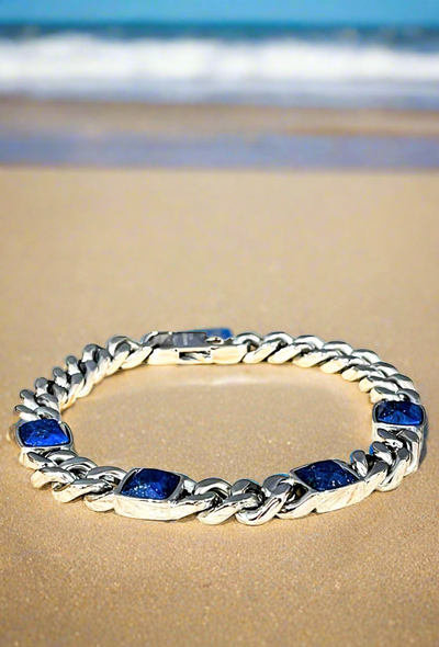 Unique & Co Steel Lapis Lazuli Bracelet