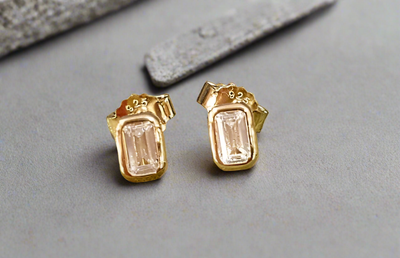 Unique & Co Gold Vermeil Cubic Zirconia Stud Earrings