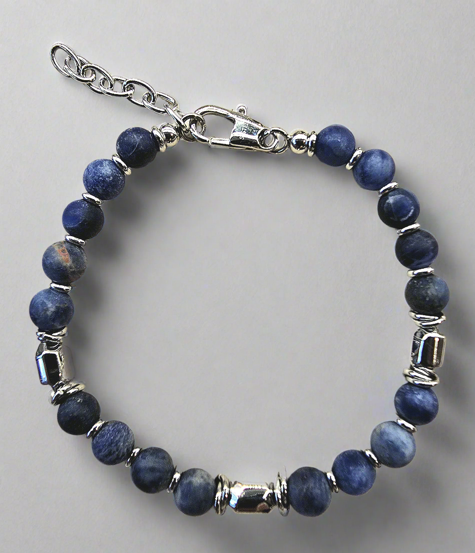 Unique & Co Stainless Steel and Lapis Lazuli Bracelet