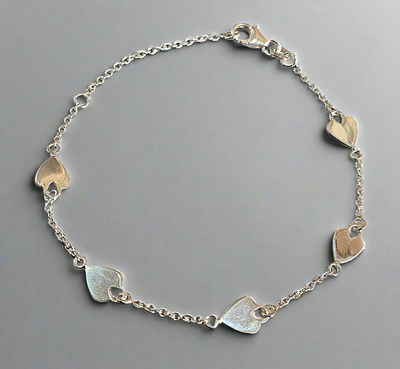 Sterling Silver Heart Charm Bracelet