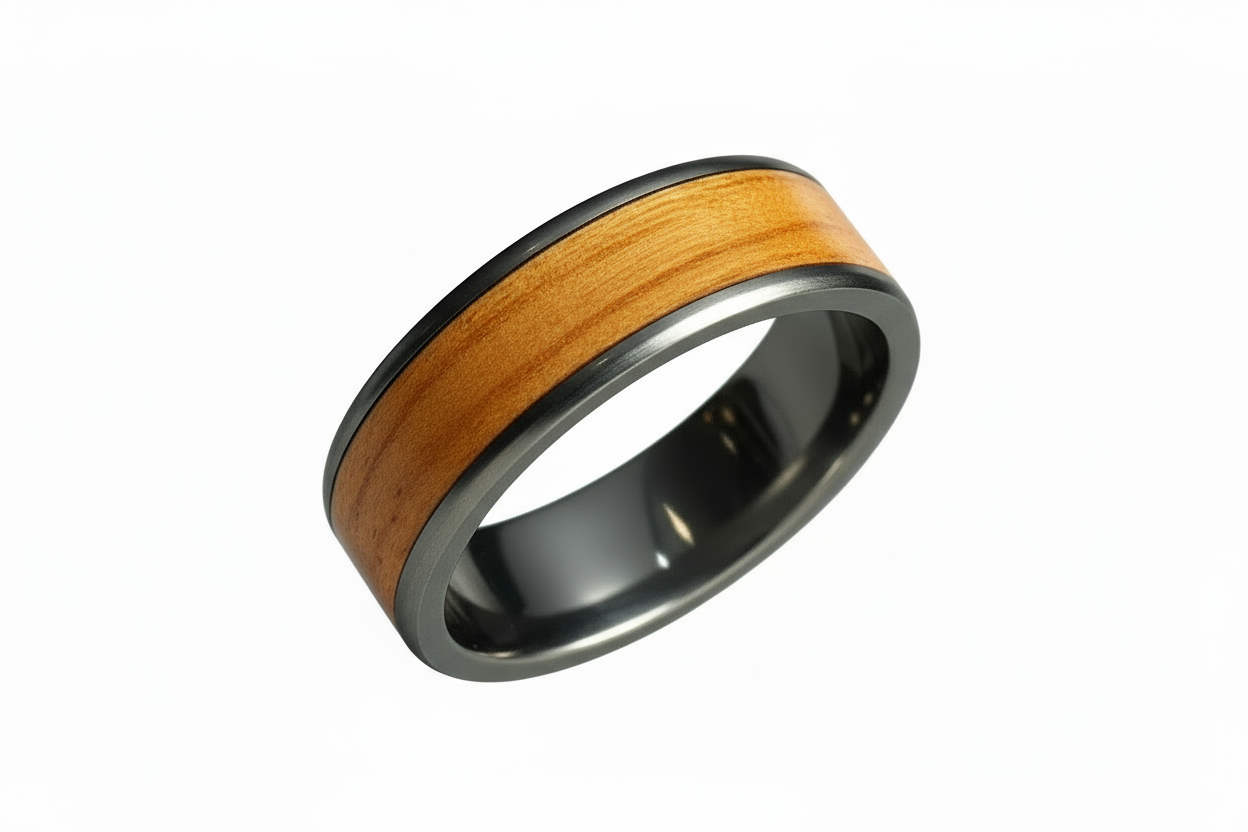 Tungsten Carbide Wood Inlay Ring
