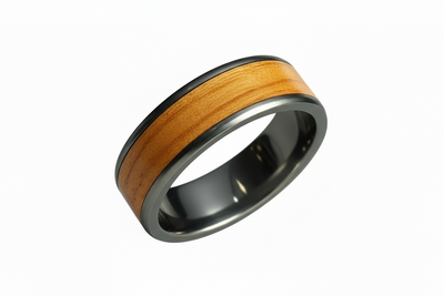 Tungsten Carbide Wood Inlay Ring
