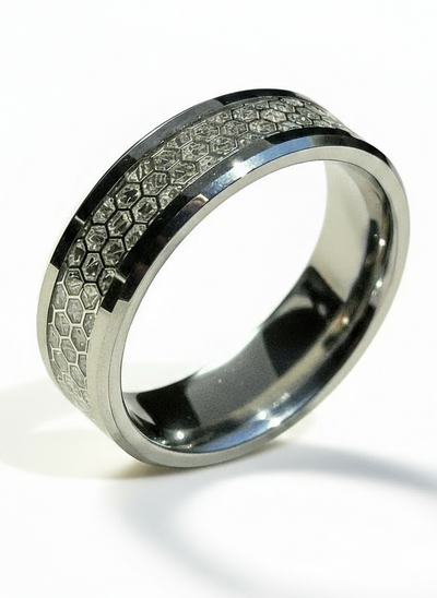 Tungsten Carbide Honeycomb Meteorite Paper Inlay Ring