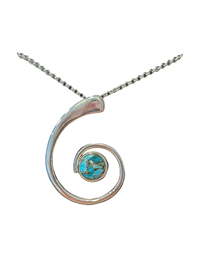 Silver and Blue Mojave Turquoise Swirl Pendant