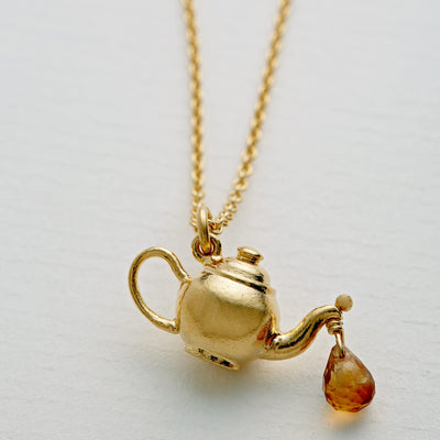 Alex Monroe Teapot Necklace with Citrine Drop